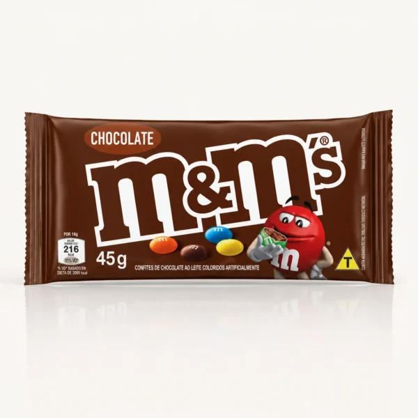 بسته‌بندی قهوه‌ای رنگ دراژه شکلات شیری ام اند امز کلاسیک (M&M's) وزن ۴۵ گرم در فروشگاه بارولو