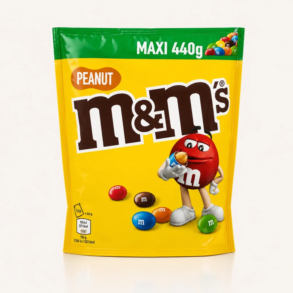 پاکت بزرگ زرد رنگ دراژه شکلات بادام زمینی ام اند امز سایز مکسی (M&M's Peanut 440g) در فروشگاه بارولو